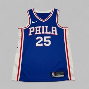 Philadelphia 76ers Jersey Mens Medium Sz44 Blue #25 Simmons NBA Basketball Nike